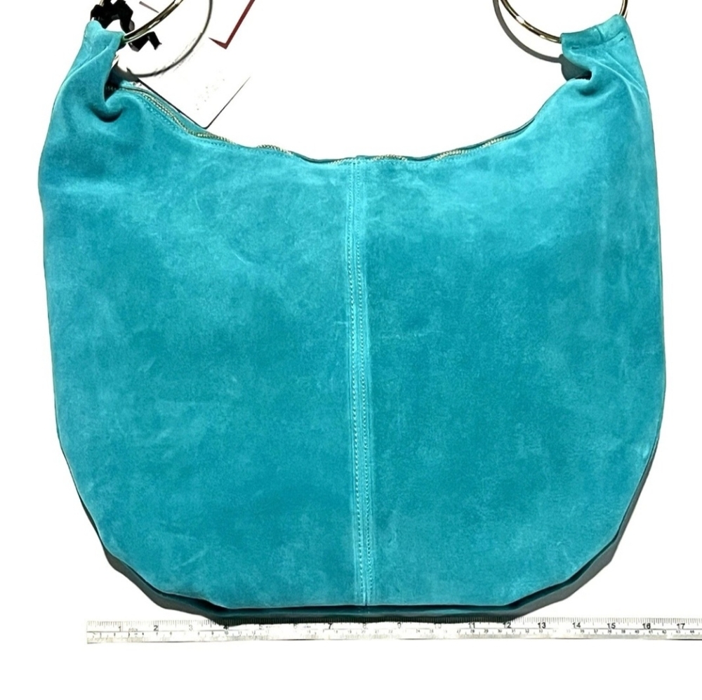 Marlon Rosita calf Leather/ Suede extra large hobo bag In Turquoise - Picture 2 of 14